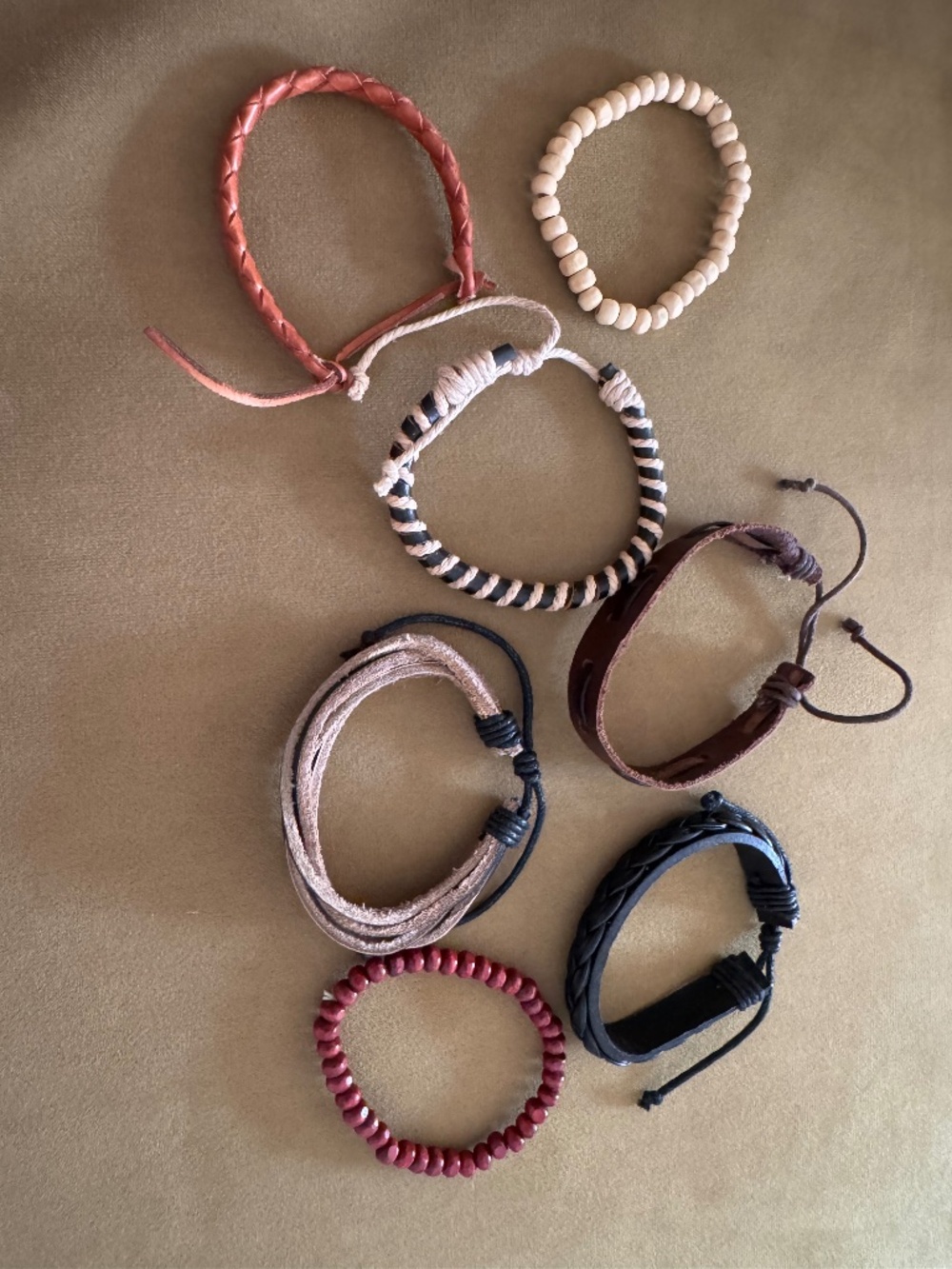 Unisex Leather & Beaded Bracelet Bundle (7 pcs)